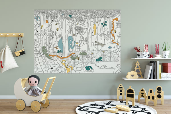 Forest Jungle Coloring WALLPAPER Peel & Stick SCE0037