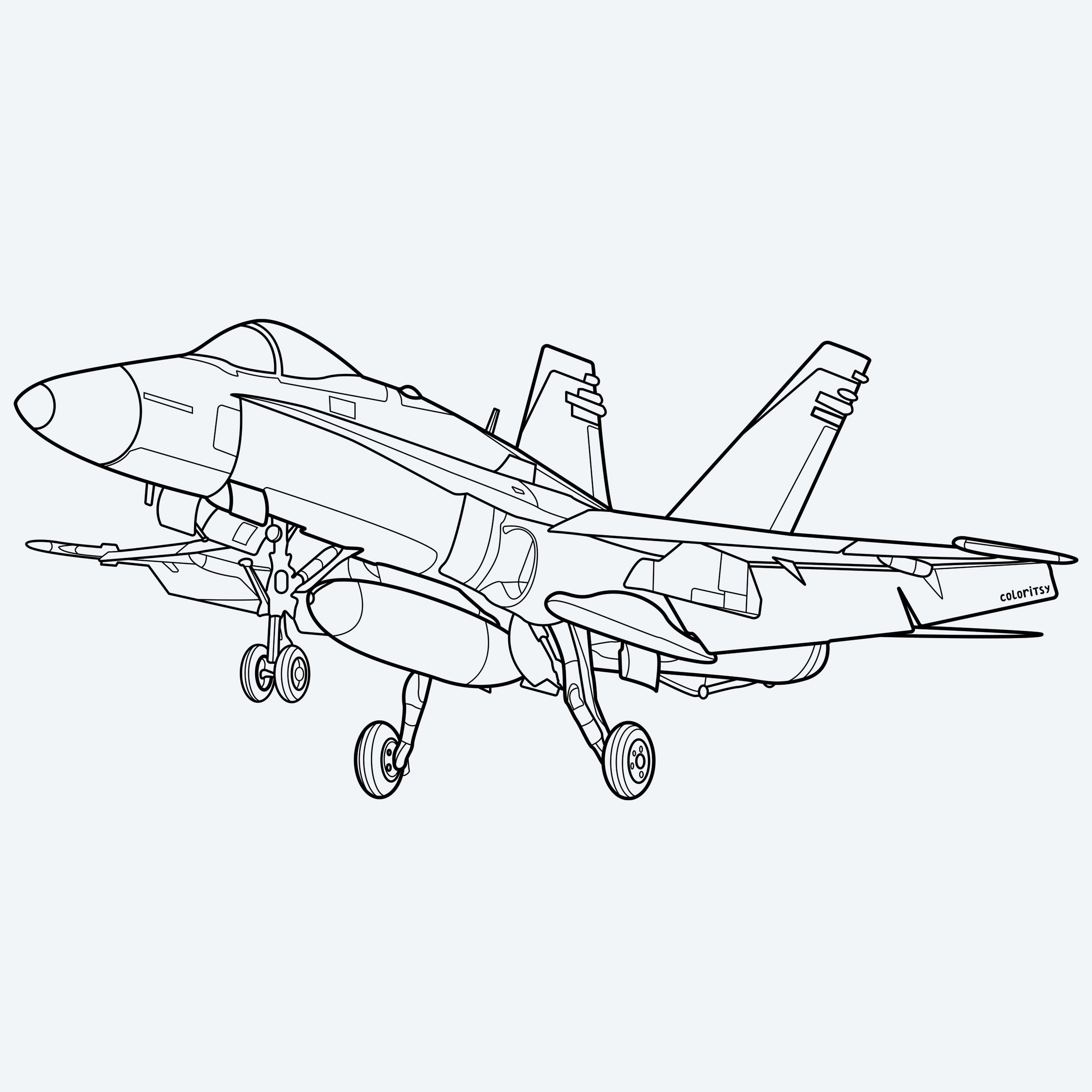 FIGHTER Jet F18 Coloring Peel & Stick ADV0005