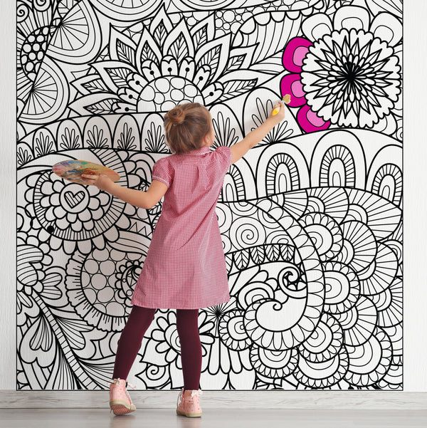 ZENTANGLE SCENE for Coloring Peel & Stick FLO0039