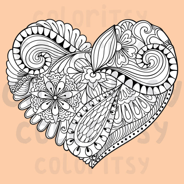 HEART OF FLOWERS for Coloring Peel & Stick FLO0001