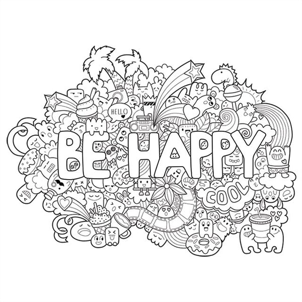 BE HAPPY Graffiti Coloring Peel & Stick - COLORITSY