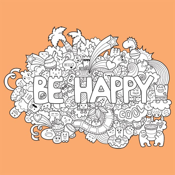 BE HAPPY Graffiti Coloring Peel & Stick - COLORITSY