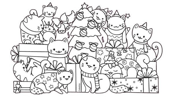 CHRISTMAS CATS for Coloring Peel & Stick HOL0003