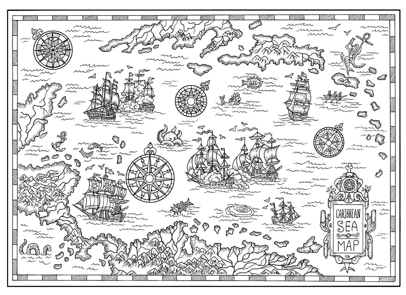 caribbean-sea-map-for-coloring-peel-stick-map0003 for Free Printable Map Of The Caribbean CARIBBEAN SEA MAP for Coloring Peel & Stick MAP0003 for Free Printable Map Of The Caribbean