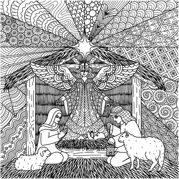 STAINED GLASS NATIVITY SCENE for Coloring Peel & Stick REL0011