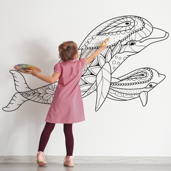 DOLPHINS for Coloring Peel & Stick ANI0036