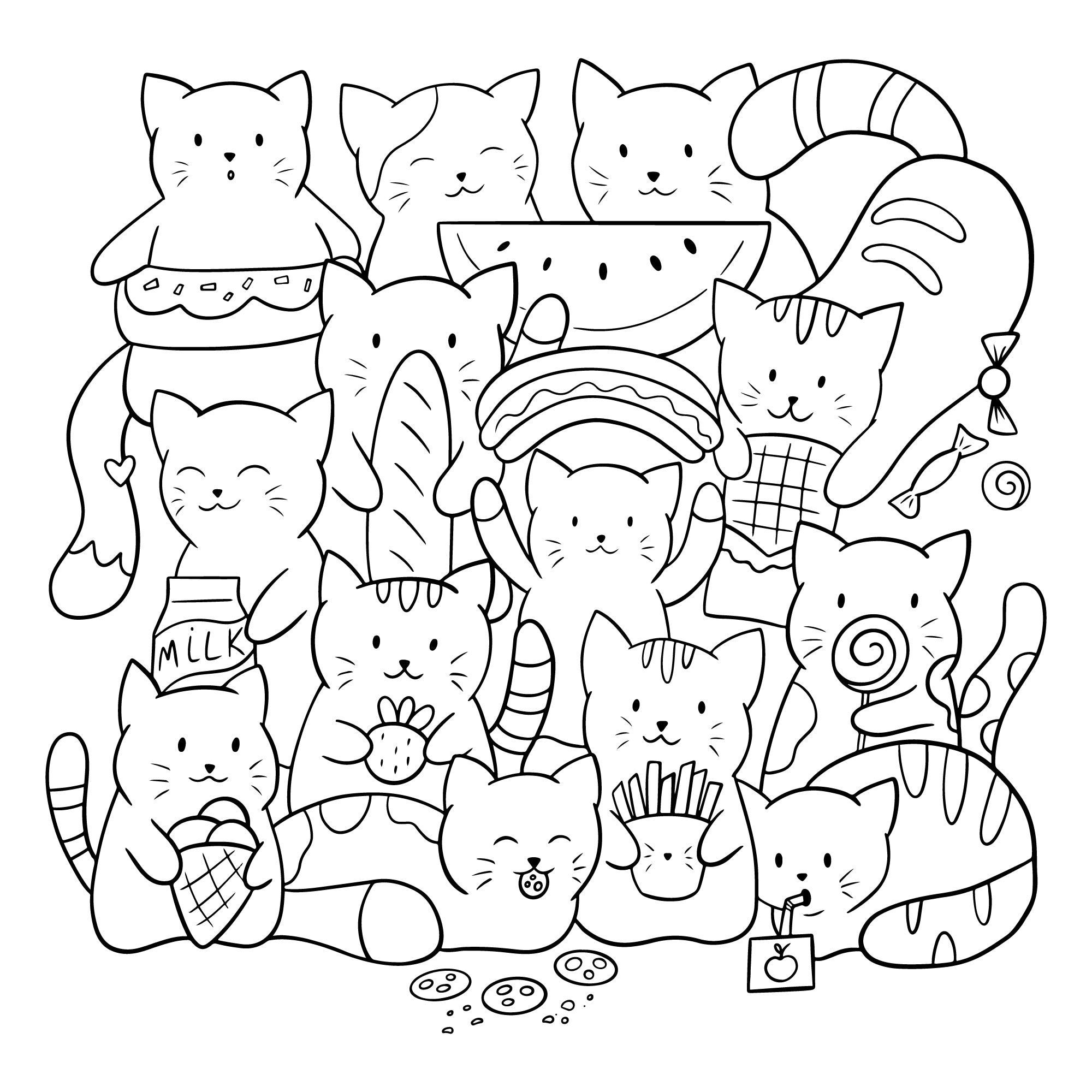 CAT GROUP for Coloring Peel & Stick ANI0050