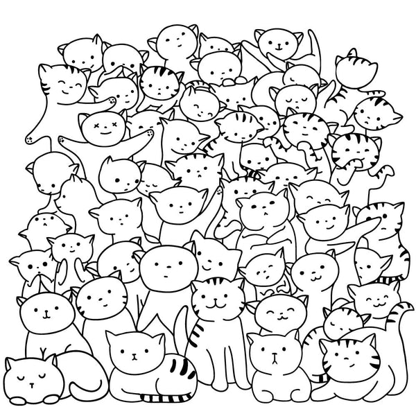 CAT GROUP for Coloring Peel & Stick ANI0054