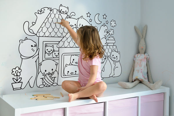 CAT HOUSE for Coloring Peel & Stick ANI0065
