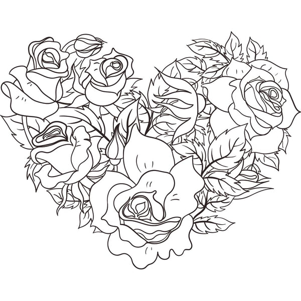 HEART OF ROSES Coloring Peel & Stick FLO0028