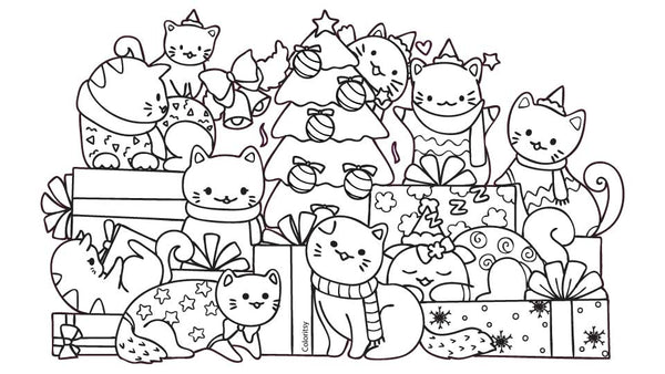 CHRISTMAS CATS for Coloring Peel & Stick HOL0003