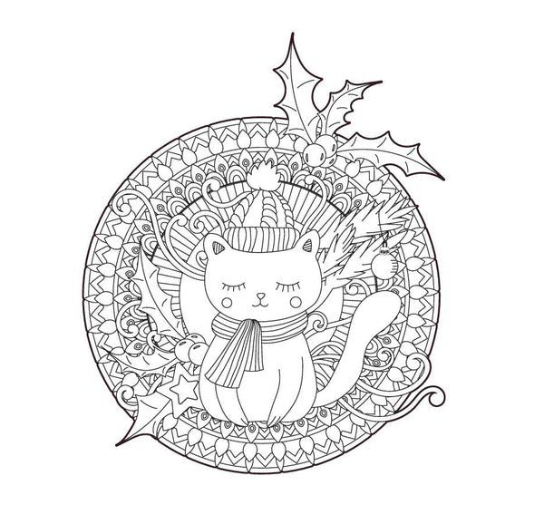 CHRISTMAS CAT for Coloring Peel & Stick HOL0005