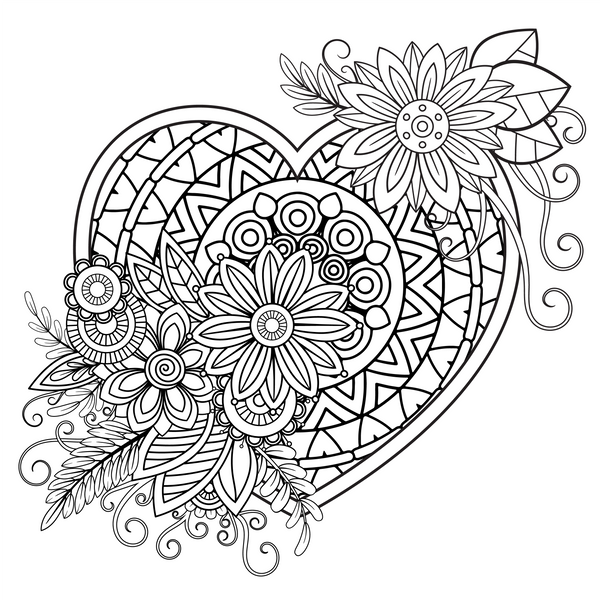 HEART OF FLOWERS for Coloring Peel & Stick FLO0017