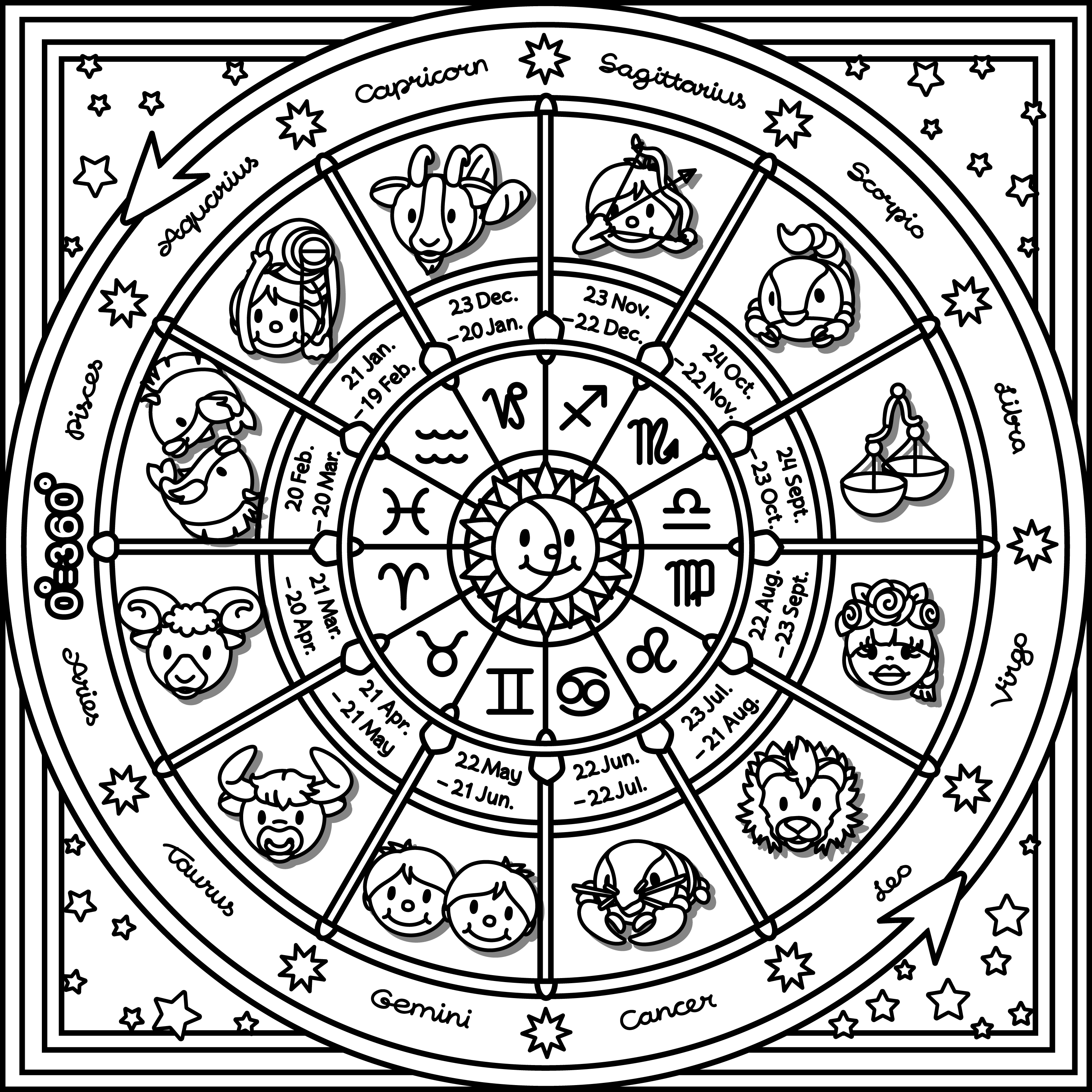 ASTROLOGY SIGNS for Coloring Peel & Stick LIF0006
