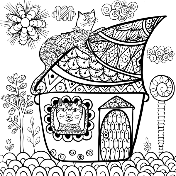 CAT HOUSE for Coloring Peel & Stick ANI0042