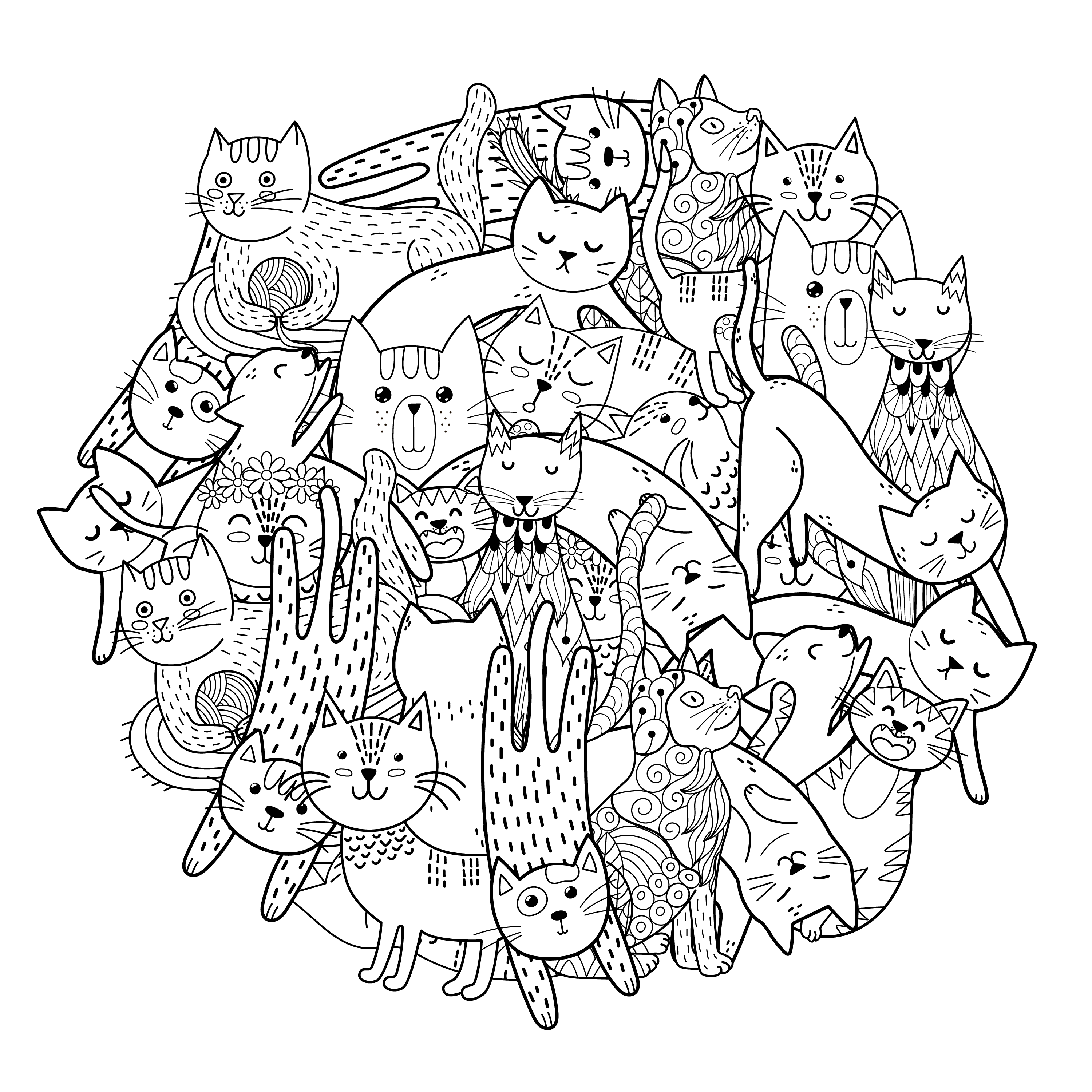 CAT PILE for Coloring Peel & Stick ANI0027